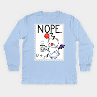 NOPE. (non-explicit) Moogle from Final Fantasy drinking coffee Kids Long Sleeve T-Shirt